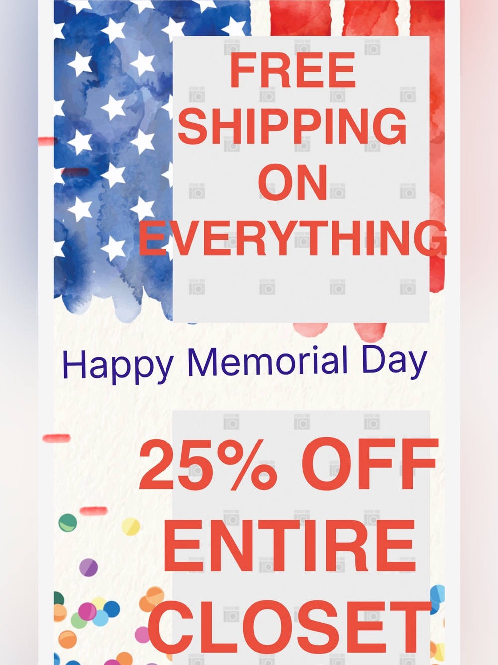 Memorial Day Sale Poster - 25% Off Entire Closet : FREE SHIPPING ON EVERYTHING